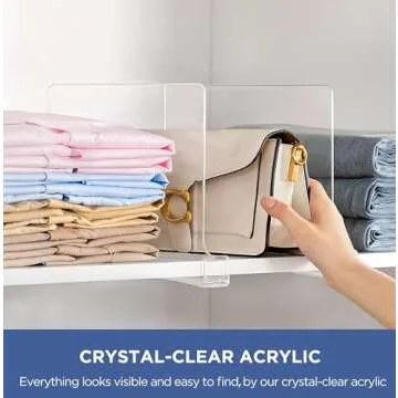 Famyards 12" Clear Shelf Dividers for Closet Organization