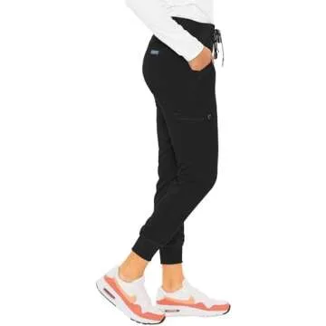 Med Couture Women's Scrub Jogger Yoga Pant with 5 Pockets, Lightweight, Ultra Soft, 2-Way Stretch & Easy Care Fabric - MC7710T, XS Tall, Black
