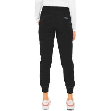 Med Couture Women's Scrub Jogger Yoga Pant with 5 Pockets, Lightweight, Ultra Soft, 2-Way Stretch & Easy Care Fabric - MC7710T, XS Tall, Black