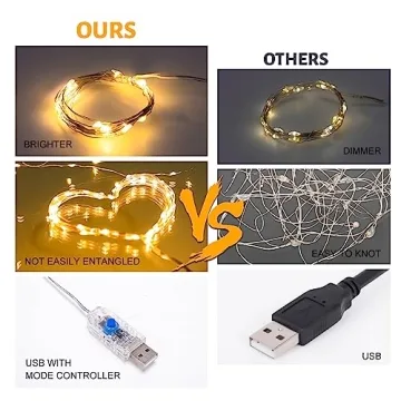 66 ft LED Fairy String Lights USB with Remote and Timer