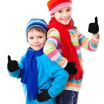 Handepo 50 Pairs Kids Winter Mittens Gloves Bulk Toddler Stretch Mittens Children Knit Gloves for Homeless Little Girl Boys(Black, 50 Pairs)