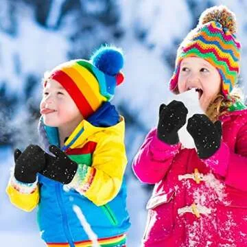 Handepo 50 Pairs Kids Winter Mittens Gloves Bulk Toddler Stretch Mittens Children Knit Gloves for Homeless Little Girl Boys(Black, 50 Pairs)