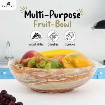 Radicaln Marble Fruit Bowl 10" Green Onyx Handmade Fruit And Vegetable Holder Decorative Bowl For Ki...
