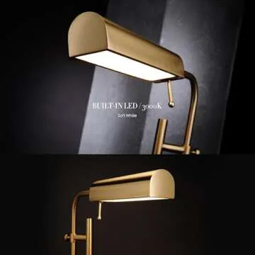 O'Bright Cedric Adjustable Pharmacy Floor Lamp - Industrial Design for Reading, Crafting, Work - 10W LED, Height 45-61 inches - Ideal for Living Room, Bedside, Office - Antique Brass (Gold)