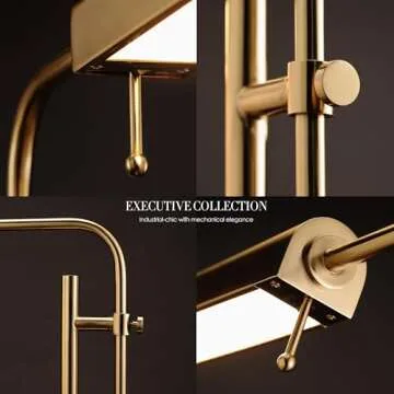 O'Bright Cedric Adjustable Pharmacy Floor Lamp - Industrial Design for Reading, Crafting, Work - 10W LED, Height 45-61 inches - Ideal for Living Room, Bedside, Office - Antique Brass (Gold)