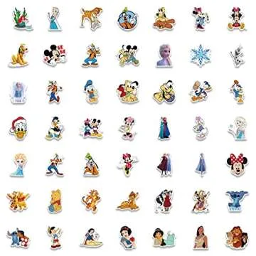 200Pcs Disneys Cartoon Sticker for Kids, Cute Mixed Cartoon Princess Stickers for Girl, Waterproof Water Bottle Skateboard Notebook Phone Guitar Bike Vinyl Decal for Teen Adult (200 Disneys Cartoon)