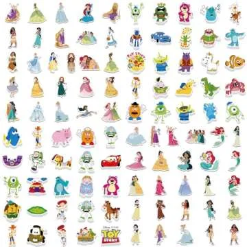 200Pcs Disneys Cartoon Sticker for Kids, Cute Mixed Cartoon Princess Stickers for Girl, Waterproof Water Bottle Skateboard Notebook Phone Guitar Bike Vinyl Decal for Teen Adult (200 Disneys Cartoon)