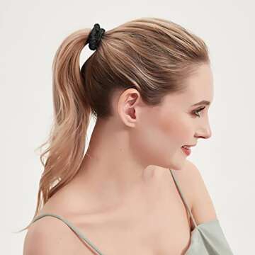 6 Pcs Silk Hair Scrunchies Soft & Comfortable Small Silk Scrunchy Skinny Hair Ties Bows Ropes Elastics Ponytail Holders for Women Girls Hair Accessories