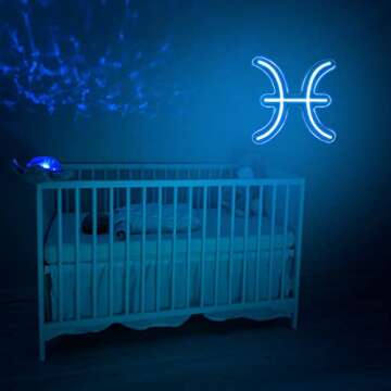 Zodiac Picses Led Neon Sign 11"x7.8" | USB Power Astrology Zodiac Horoscope Led Light For Baby Room,BedRoom,Kids Room Birthday Decor