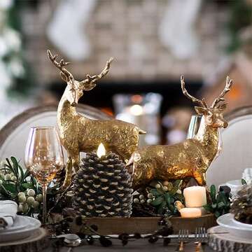 Eldnacele Pine Cone Flameless Candles Battery Operated with 6 Hour Timer Unscented Real Wax Flat Wick Flickering Pinecone LED Candles Christmas Home Holiday Decoration(2 Pack Brown)