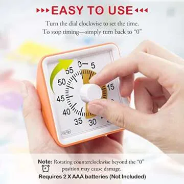 Secura 60-Minute Visual Timer, Classroom Timer, Countdown Timer for Kids and Adults, Time Management...