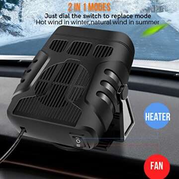 12V Portable Car Heater for Winter and Summer - Fast Heating, Easy Plug-in, Convenient Design