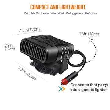 Compact Car Heater & Defroster for Fast Heating