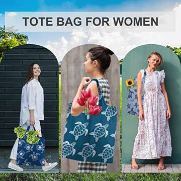 BeeGreen Turtle Gifts for Women Foldable Reusable Grocery Bags Shopping Bags for Groceries Cute Holiday Bags Cloth Bags With Handles Large Cloth Gift Bags Heavy Duty Bulk 6 Pack Gifts