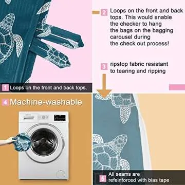 BeeGreen Turtle Gifts for Women Foldable Reusable Grocery Bags Shopping Bags for Groceries Cute Holiday Bags Cloth Bags With Handles Large Cloth Gift Bags Heavy Duty Bulk 6 Pack Gifts