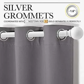 NICETOWN Thermal Insulated Grommet Blackout Curtains for Bedroom (2 Panels, W42 x L63 -Inch, Grey)