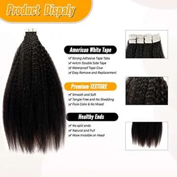 Tape in Hair Extensions for Black Women,Human Hair Tape in Kinky Straight Hair Extensions Tape ins 20pieces 50 gram Invisible Seamless Skin Weft Remy Hair Extensions 24 inch