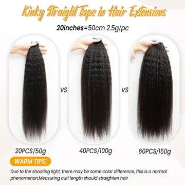 Tape in Hair Extensions for Black Women,Human Hair Tape in Kinky Straight Hair Extensions Tape ins 20pieces 50 gram Invisible Seamless Skin Weft Remy Hair Extensions 24 inch