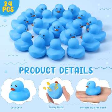 Hungdao 24 Pcs 2 Inch Mini Rubber Ducks for Kids Children Party Favors Bulk Bath Ducks Summer Pool F...