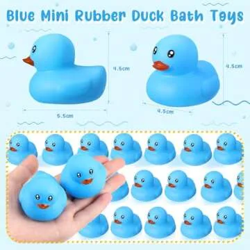 Hungdao 24 Pcs 2 Inch Mini Rubber Ducks for Kids Children Party Favors Bulk Bath Ducks Summer Pool Floating Toys Birthday Gifts for Boys Girls Baby Shower Supplies(Blue)