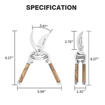 Berry&Bird Garden Pruning Shears with Curved Blades Gardening Hand Pruning Snips Titanium Coated Pre...