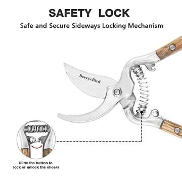 Berry&Bird Garden Pruning Shears with Curved Blades Gardening Hand Pruning Snips Titanium Coated Precision Blades Trimming Scissors Bonsai Clippers