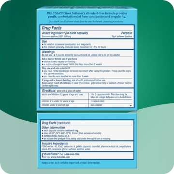 Dulcolax Stool Softener Laxative Liquid Gel Capsules, Gentle Constipation Relief for Hard, Dry Stools, Docusate Sodium 100 mg, 100 Count