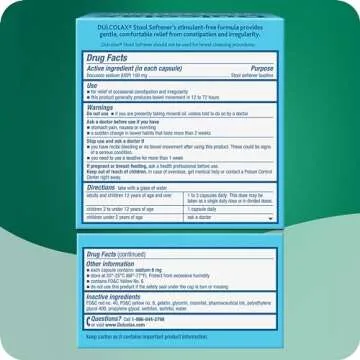 Dulcolax Stool Softener Laxative Liquid Gel Capsules, Gentle Constipation Relief for Hard, Dry Stools, Docusate Sodium 100 mg, 100 Count
