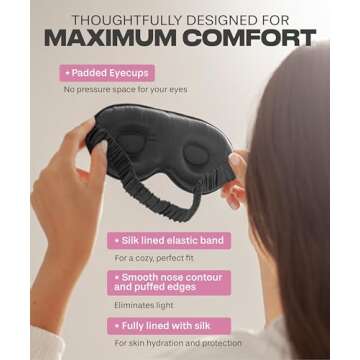 SUNDAYSILKS™ 3D Contoured Silk Sleep Mask | Premium Silk Eye Mask for Ultimate Relaxation