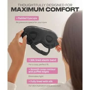 SUNDAYSILKS™ 3D Contoured Silk Sleep Mask | Premium Silk Eye Mask for Ultimate Relaxation