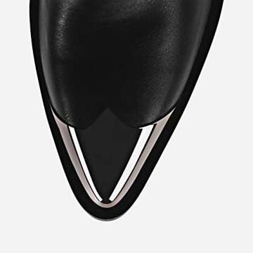 MissHeel Mid Calf Cowgirl Boots Embroidered Block Chunky Heel in Pink Silver