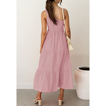 ZCSIA Women's Summer Boho One Shoulder Midi Dress