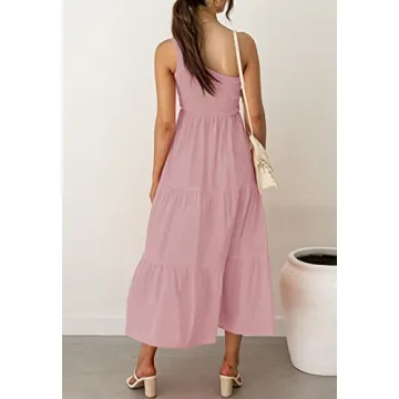 ZCSIA Women's Summer Boho One Shoulder Midi Dress