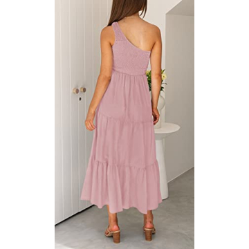 ZCSIA Women's Summer Boho One Shoulder Midi Dress