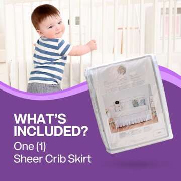 White Crib Skirt. Soft Tulle Crib Skirt. Elegant Sheer Sheet Crib Skirt. Gender Neutral Crib Bed Skirt- A Timeless Crib Accessory. Ruffle Crib Skirt Great for Adding Charm in Your Baby's Nursery Room.