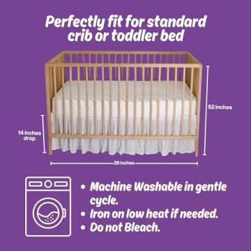 White Crib Skirt. Soft Tulle Crib Skirt. Elegant Sheer Sheet Crib Skirt. Gender Neutral Crib Bed Skirt- A Timeless Crib Accessory. Ruffle Crib Skirt Great for Adding Charm in Your Baby's Nursery Room.