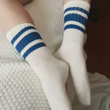 Fun Striped Retro Crew Socks for Women - Comfortable & Stylish