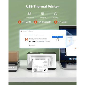 MUNBYN 941 Thermal Label Printer for Fast Shipping Labels
