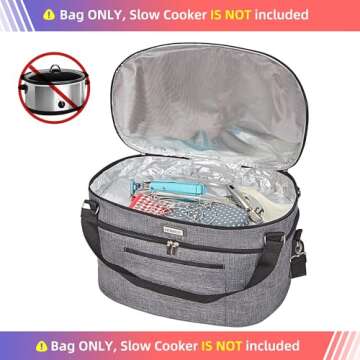 HOMEST Slow Cooker Bag for Crock-Pot 6-8 Quart, Insulated Travel Carrier with Easy to Clean Lining, ...