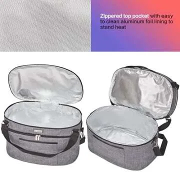 HOMEST Slow Cooker Bag for Crock-Pot 6-8 Quart, Insulated Travel Carrier with Easy to Clean Lining, Carry Case with Top Zip Compartment and Accessory Pocket