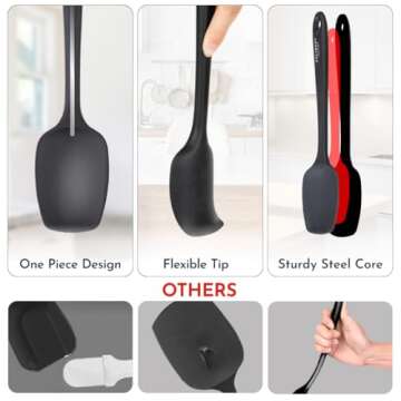 Culinary Couture 4-Piece Black Silicone Baking Spatula Set
