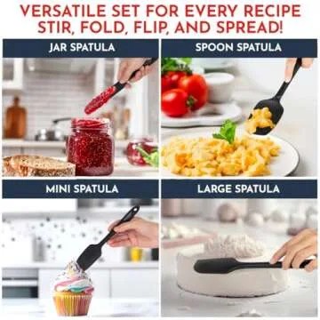 Culinary Couture 4-Piece Black Silicone Baking Spatula Set