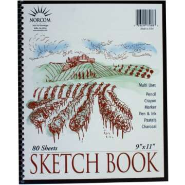 Norcom Wirebound Sketchbook, 11 x 9 Inches, 80 Sheets, White (77088-12)