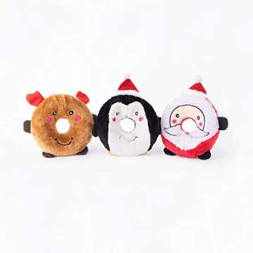 ZippyPaws Donutz Buddies Christmas Dog Toy - Plush Squeaky Holiday Dog Gifts for Small & Medium Puppy Dogs, Interactive Hide & Seek Stocking Stuffers for Pets - Reindeer