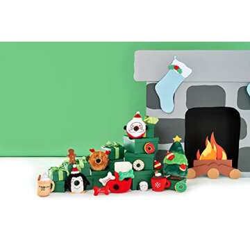 ZippyPaws Donutz Buddies Christmas Dog Toy - Plush Squeaky Holiday Dog Gifts for Small & Medium Puppy Dogs, Interactive Hide & Seek Stocking Stuffers for Pets - Reindeer