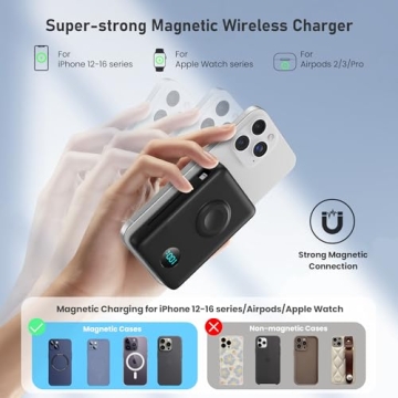 Magnetic Portable Charger with Built-in Cables for iPhone