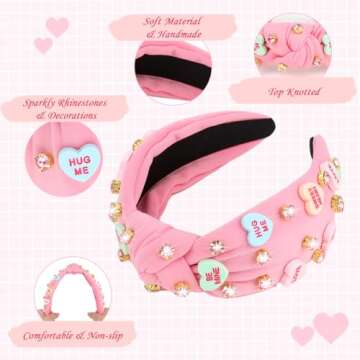 YARIEW Valentines Day Rhinestone Headband for Women
