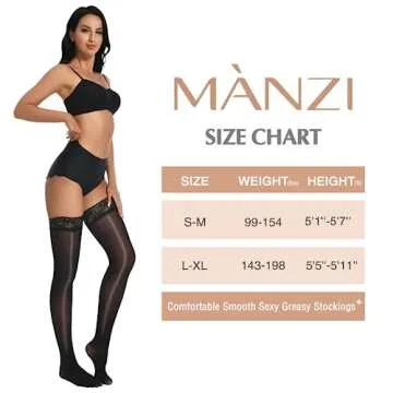 Elegant MANZI Shiny Thigh High Stockings Pack of 2