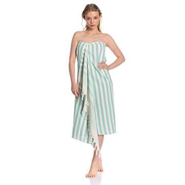 Clotho Turkish Beach Towel Oversized Set of 4- Beach Towels 4 Pack Striped - 100% Cotton 35 x 65 inch - Large Quick Dry Lightweight Turkish Towel Essential Gift for Summer