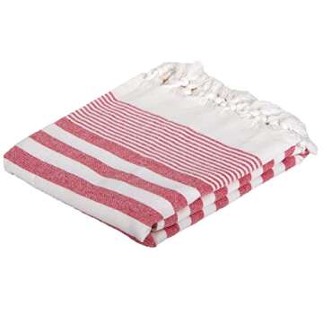 Clotho Turkish Beach Towel Oversized Set of 4- Beach Towels 4 Pack Striped - 100% Cotton 35 x 65 inch - Large Quick Dry Lightweight Turkish Towel Essential Gift for Summer